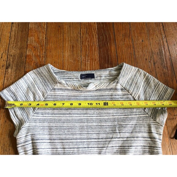 Gap Women’s Dress XS Gray A Line Short Sleeve Knit Pockets Stripe Stretch Cotton - Picture 8 of 9